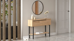 Console style industriel avec miroir Evelis Bois clair et Anthracite