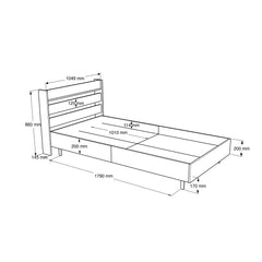 Lit simple Evelis 100x200cm Bois et Rotin clair