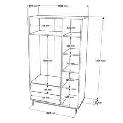 Armoire 3 portes et 2 tiroirs Evelis L112cm Bois foncé