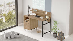 Bureau avec rangement et étagère Evelis L120cm Bois clair