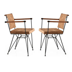 Lot de 2 chaises moderne style industriel Sirah Velours Marron clair Bois foncé, Métal Noir