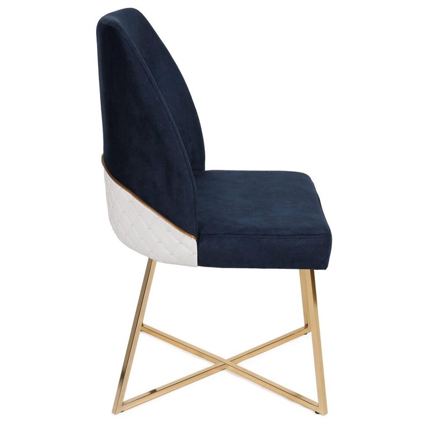 Lot de 2 chaises design Kymish Métal Or et Velours Bleu foncé