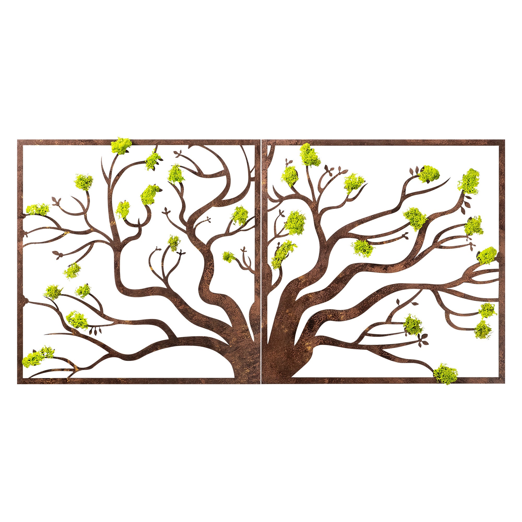 Accessoire mural décoratif Ornatio arbre encadré Bois foncé Mousse Vert