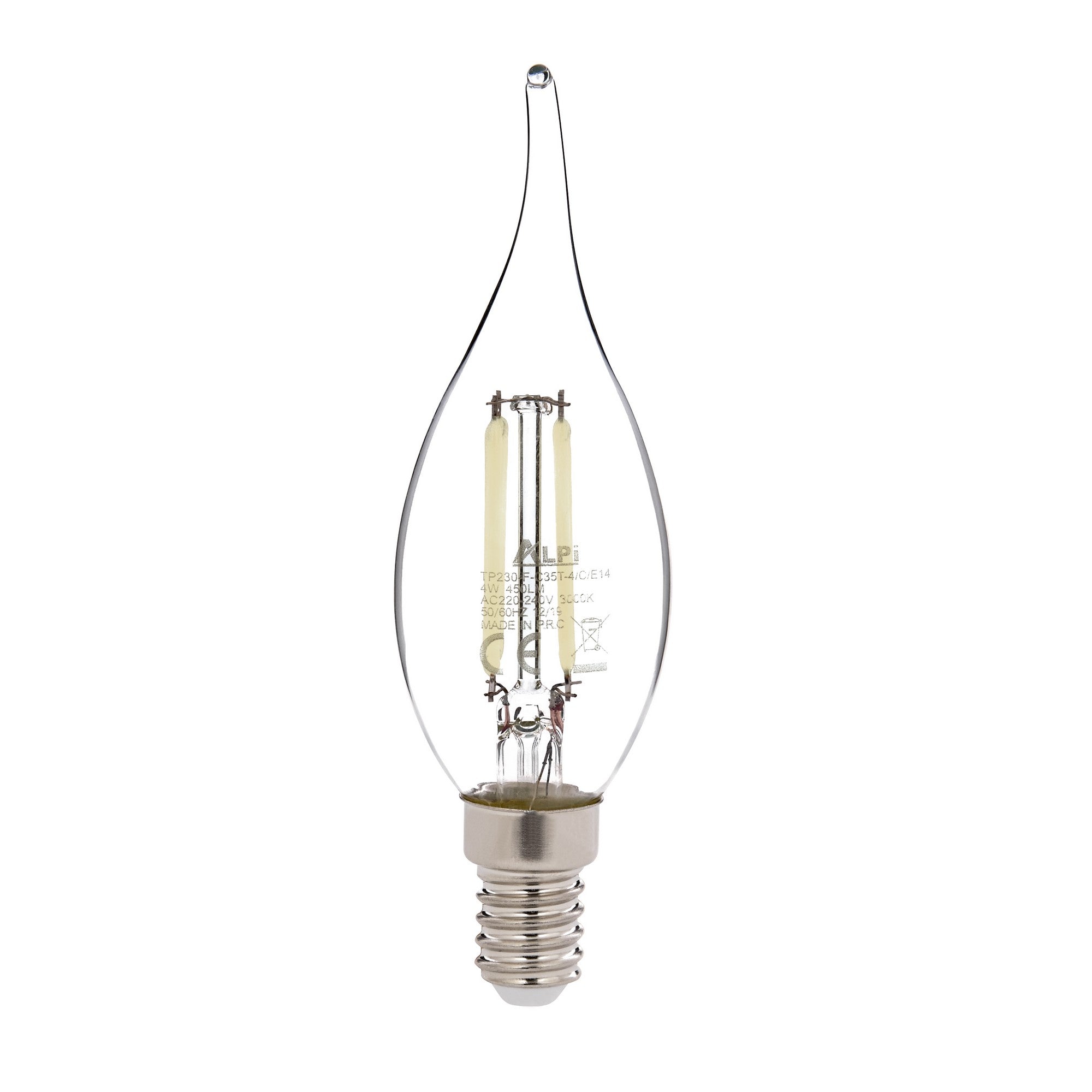 Ampoule coup de vent LED E14 Claritas 6500K 4 Watt Verre Transparent