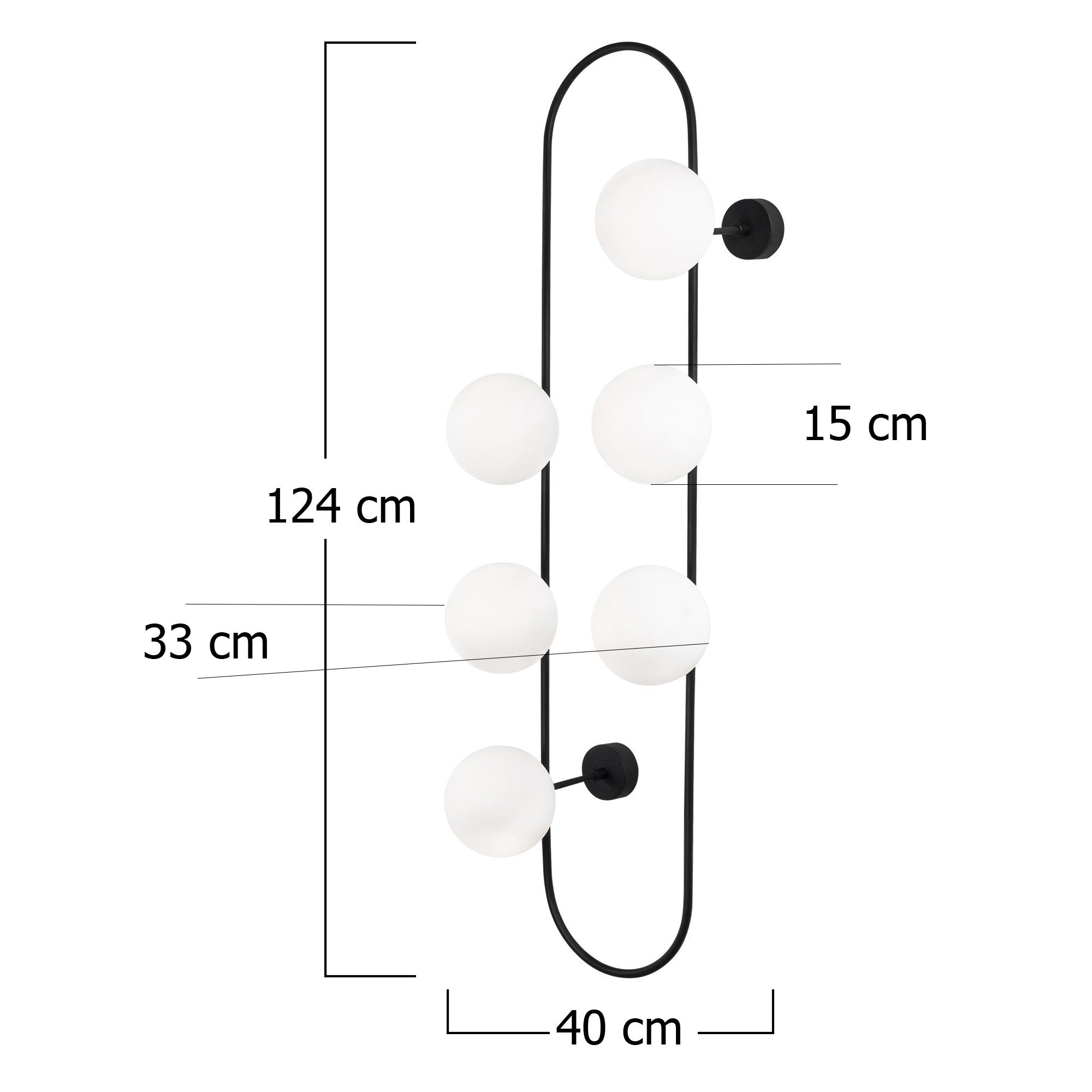 Applique murale 6 lampes Auda L40xH124cm Métal Noir