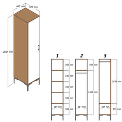 Armoire 1 porte style industriel Akay L40cm Motif Géométrique Bois foncé et Anthracite