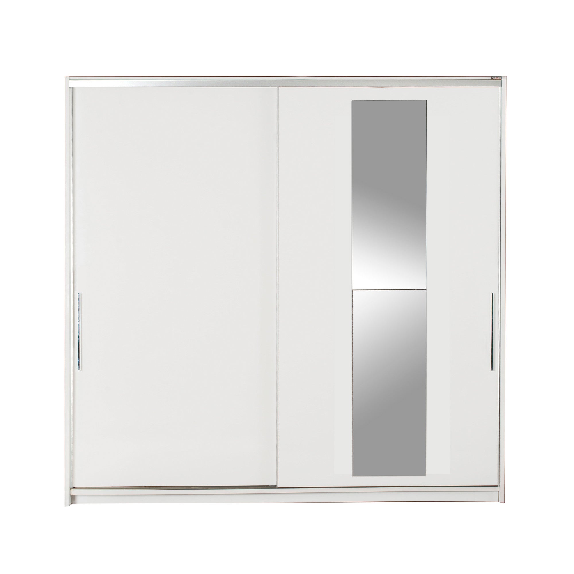 Armoire 2 portes coulissantes et 3 tringles avec miroir Hoteo L160cm Blanc