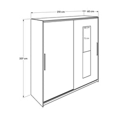 Armoire 2 portes coulissantes et 3 tringles avec miroir Hoteo L160cm Blanc