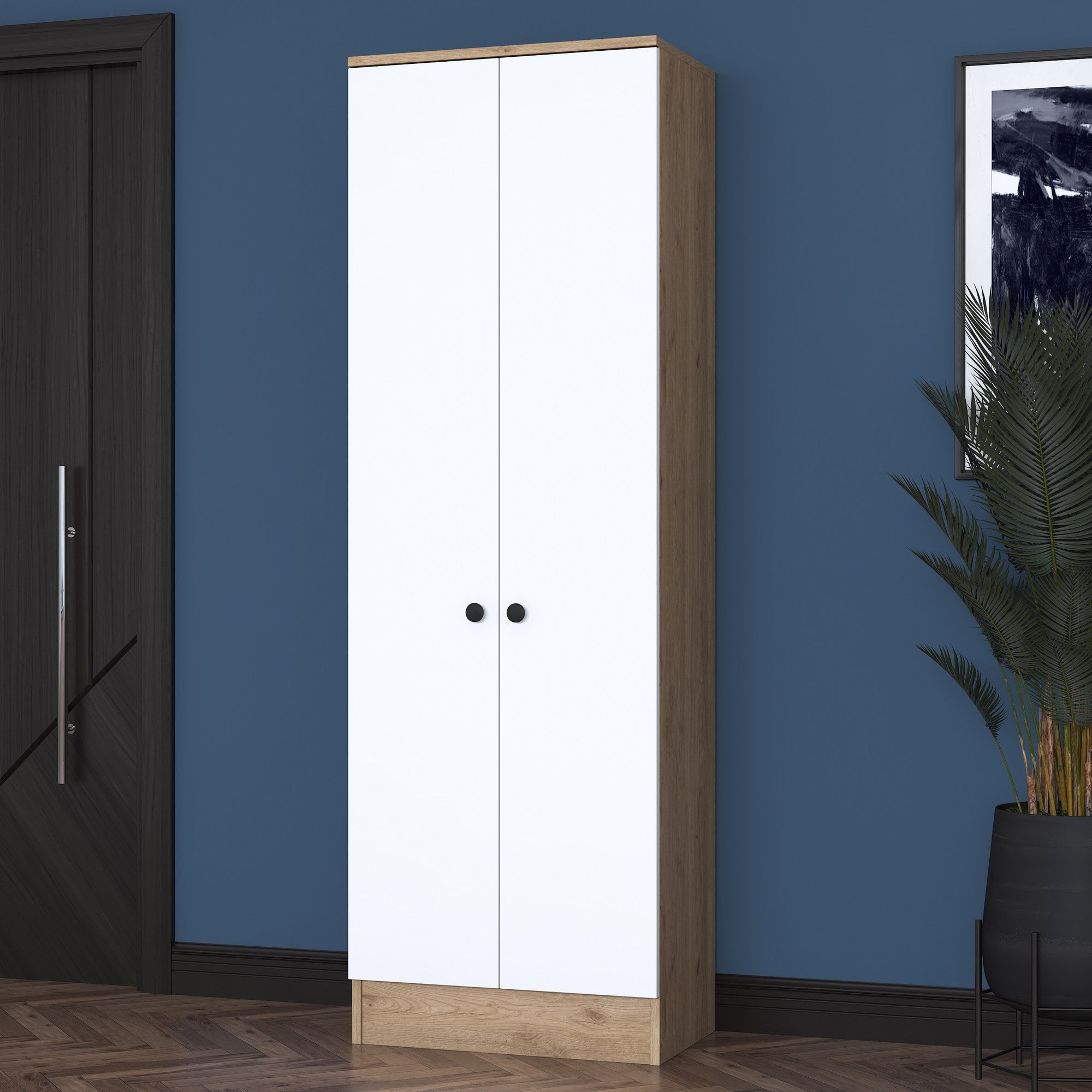 Armoire 2 portes Virro L59,8cm Bois clair et Blanc