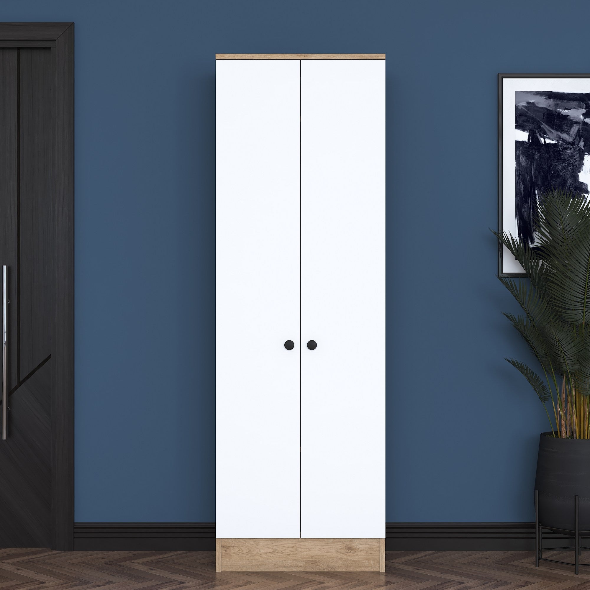 Armoire 2 portes Virro L59,8cm Bois clair et Blanc