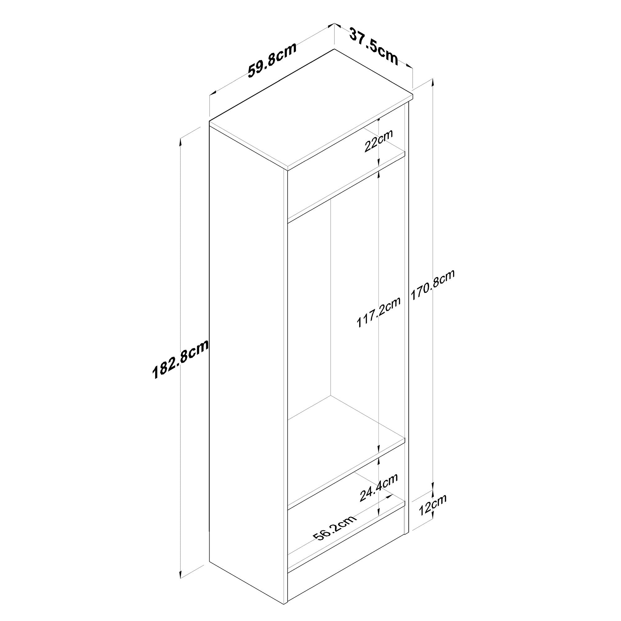 Armoire 2 portes Virro L59,8cm Bois clair et Blanc