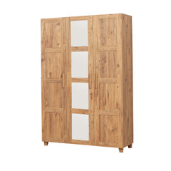 Armoire 3 portes avec miroirs Thoris L120cm Pin