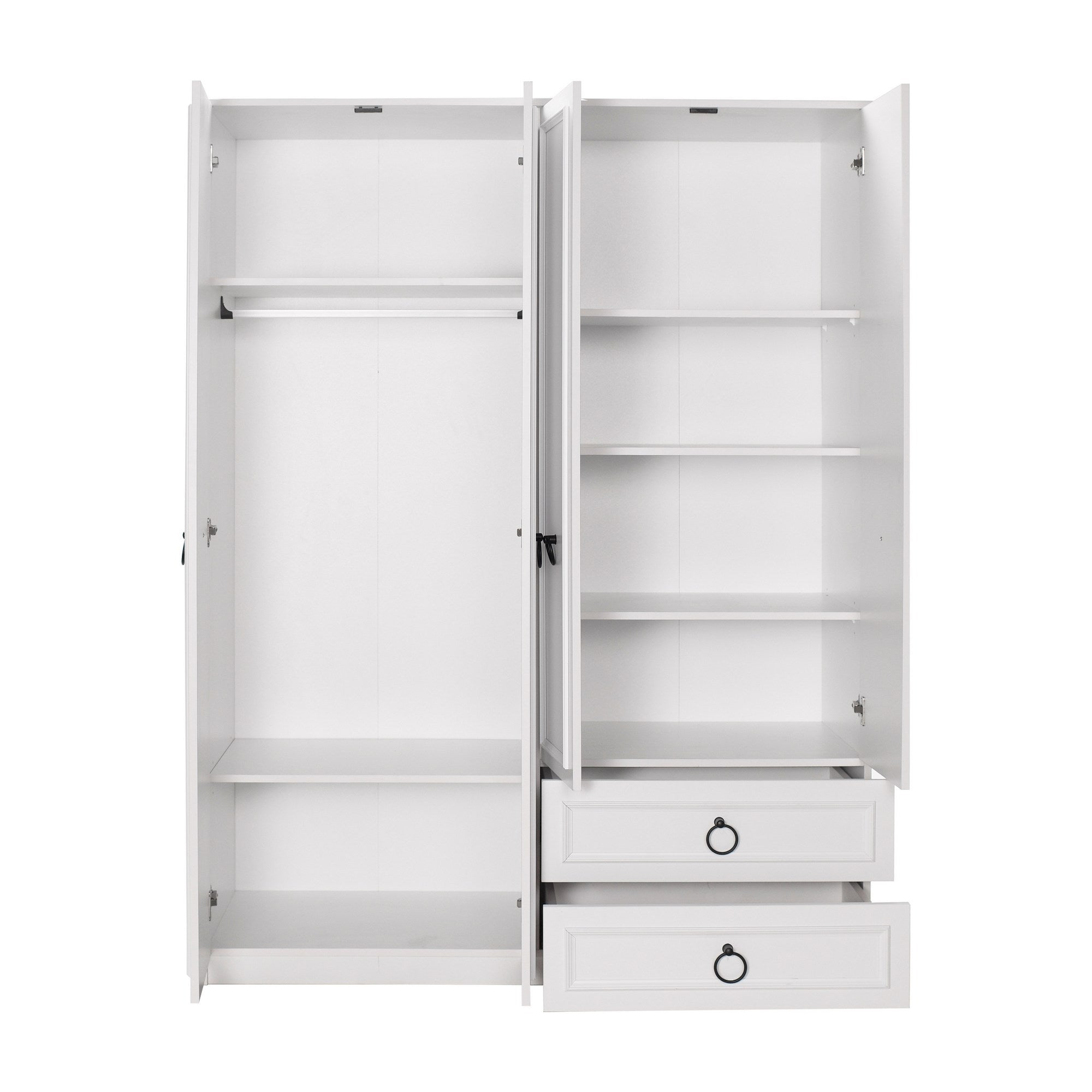 Armoire 4 portes et 2 tiroirs Pahi L140cm Bois Blanc