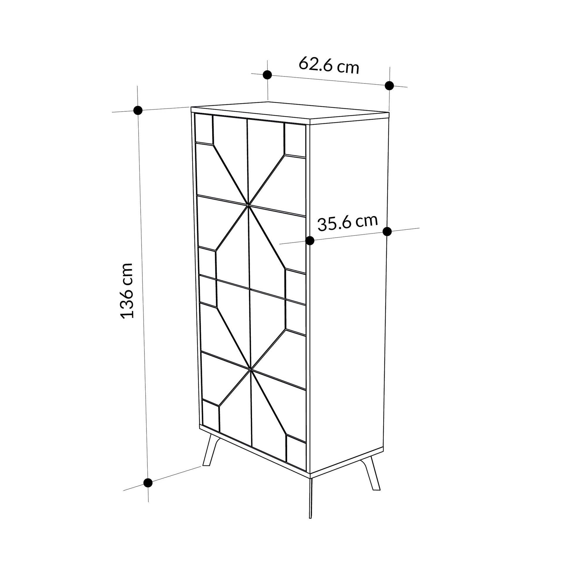 Armoire 4 portes Santos H136cm Motif Géométrique Blanc