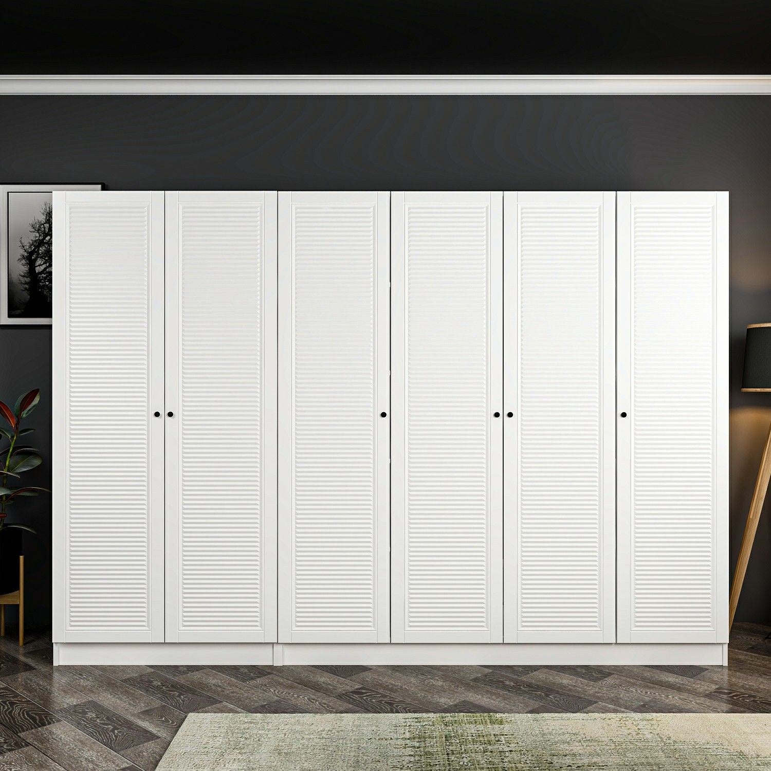 Armoire 6 portes Kuta L270xH210cm Bois Blanc