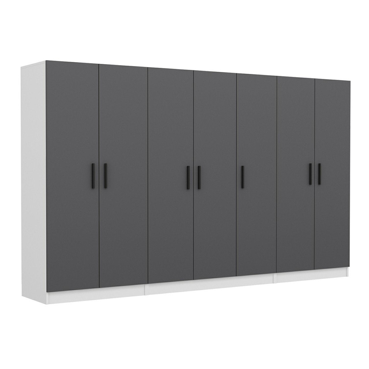 Armoire 7 portes Sanara L315xH210cm Anthracite et Blanc