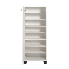 Armoire à chaussures Clades L50xH127cm Bois Motif Géométrique Noir et Blanc