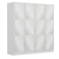 Armoire classique 4 portes et 12 miroirs Parai L180xH210cm Blanc