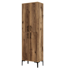 Armoire de rangement 4 portes Thidarr L60xH200cm Bois Naturel