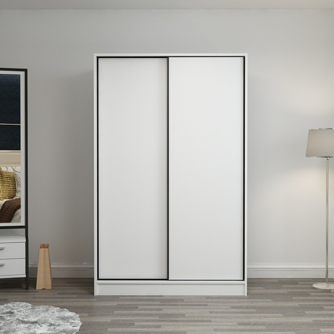 Armoire design 2 portes coulissantes Selong L120xH210cm Blanc