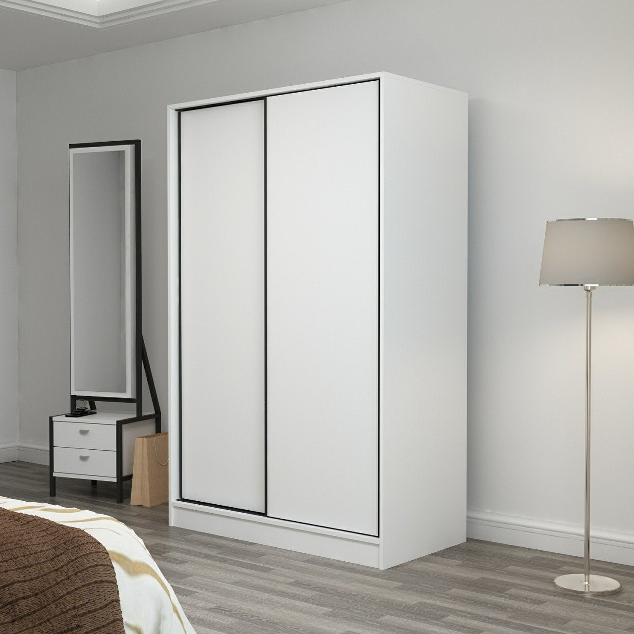 Armoire design 2 portes coulissantes Selong L120xH210cm Blanc