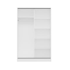 Armoire design 2 portes coulissantes Selong L120xH210cm Blanc et Effet marbre Noir