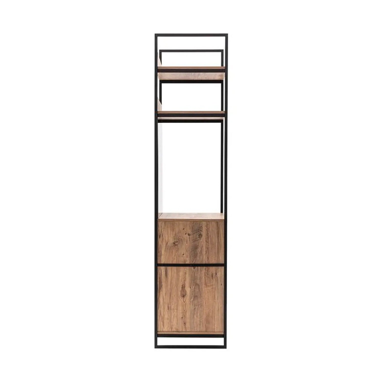 Armoire ouverte style dressing industriel Fodienda L192cm avec 4 tiroirs et miroir Bois clair