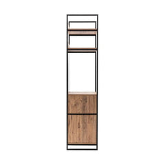 Armoire ouverte style dressing industriel Fodienda L192cm avec 4 tiroirs et miroir Bois clair