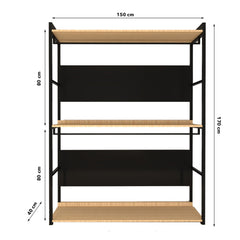 Armoire ouverte style industreil Twizel L160cm Métal Noir et Bois clair