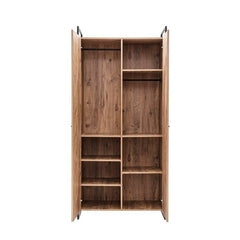 Armoire style industriel Fodienda L104cm avec 2 portes Bois et Métal Noir