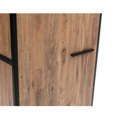 Armoire style industriel Fodienda L168cm avec 3 portes Bois et Métal Noir