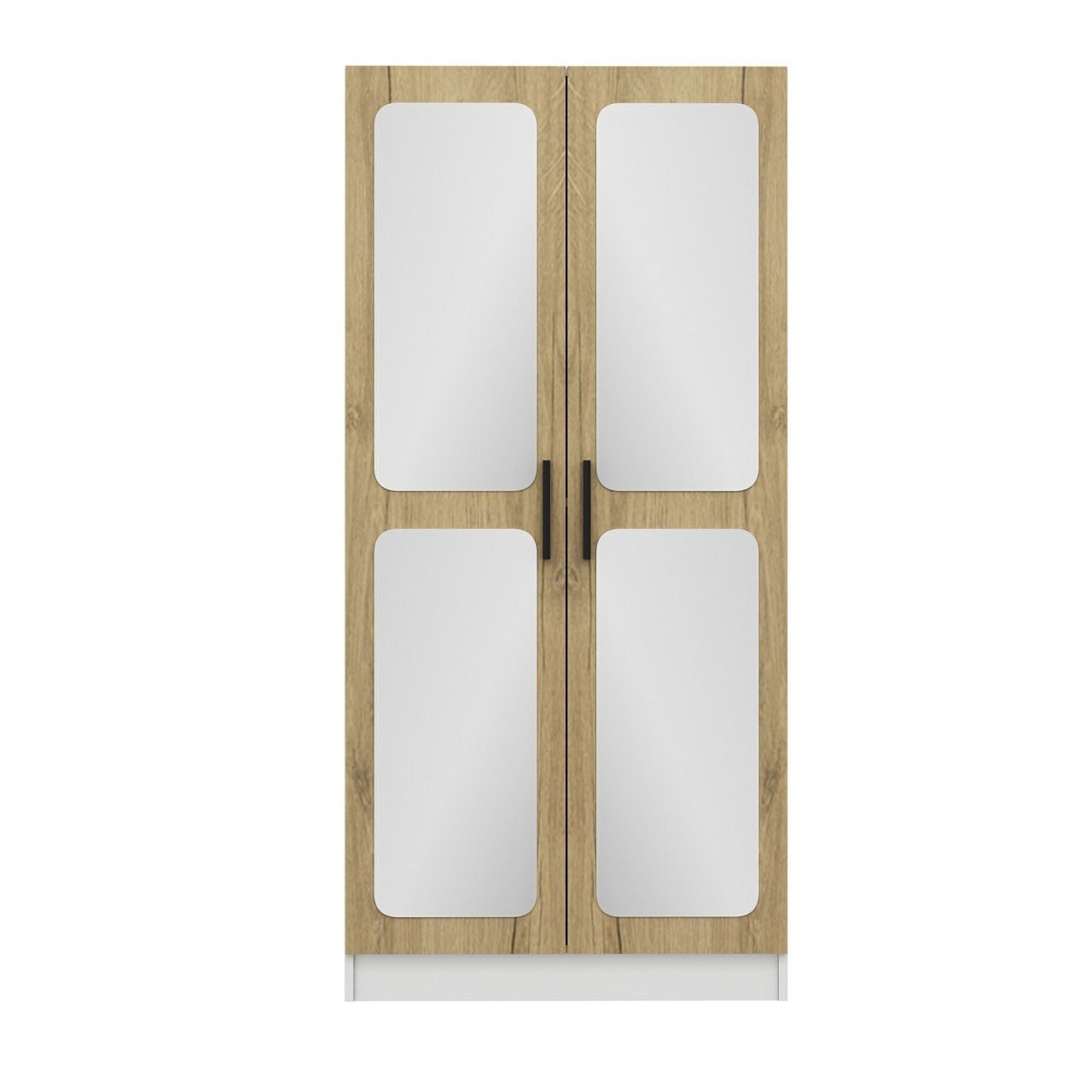 Armoires 2 portes et 4 miroirs Bangko L90xH190cm Bois clair et Blanc