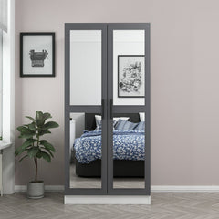 Armoires 2 portes et 4 miroirs Sanur L90xH190cm Anthracite et Blanc