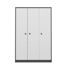 Armoires 3 portes Oaru L120cm Blanc et Anthracite