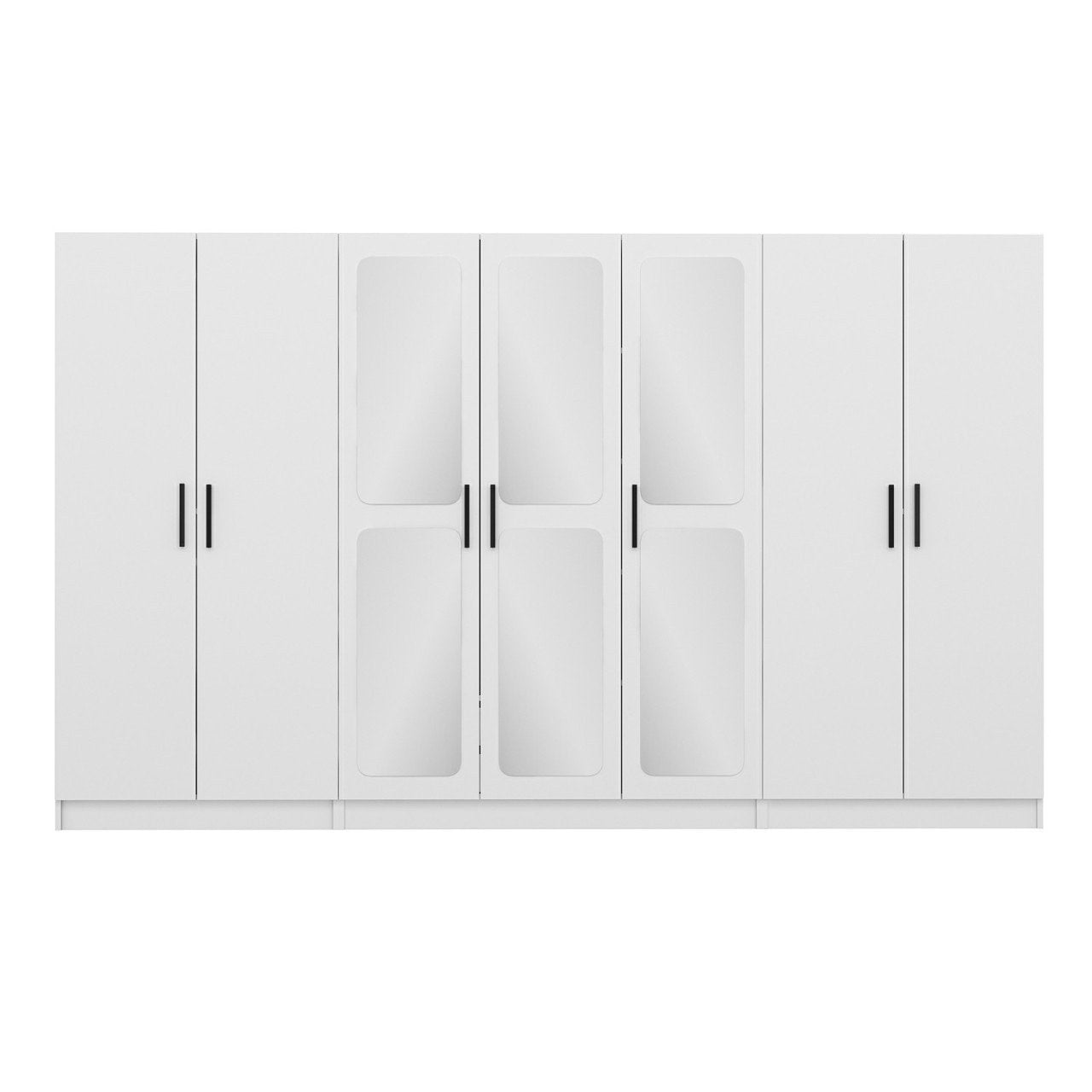 Armoires 7 portes et 6 miroirs Bangka L315xH190cm Blanc