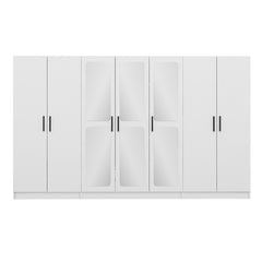 Armoires 7 portes et 6 miroirs Bangka L315xH190cm Blanc