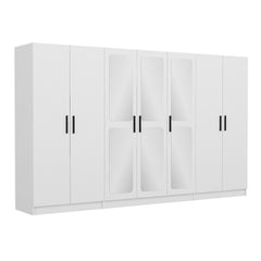 Armoires 7 portes et 6 miroirs Bangka L315xH190cm Blanc