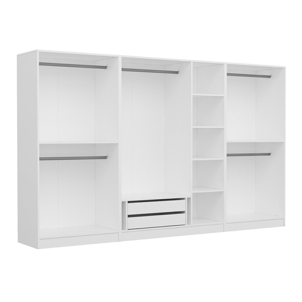 Armoires 7 portes et 6 miroirs Bangka L315xH190cm Blanc