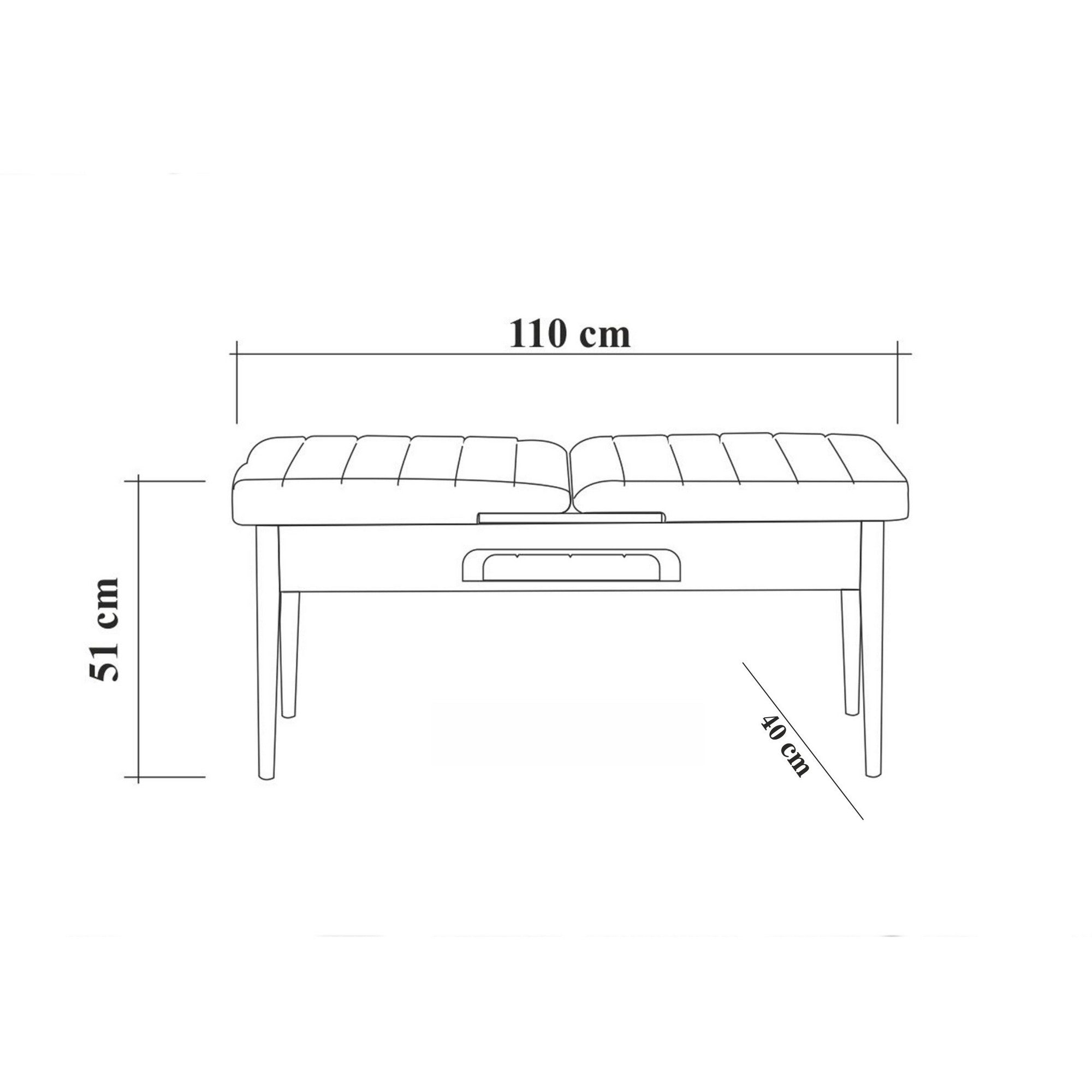 Banc capitonné Scamnum Bois Pin et Anthracite