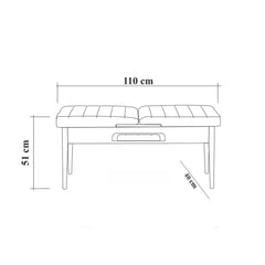 Banc capitonné Scamnum Bois Pin et Anthracite