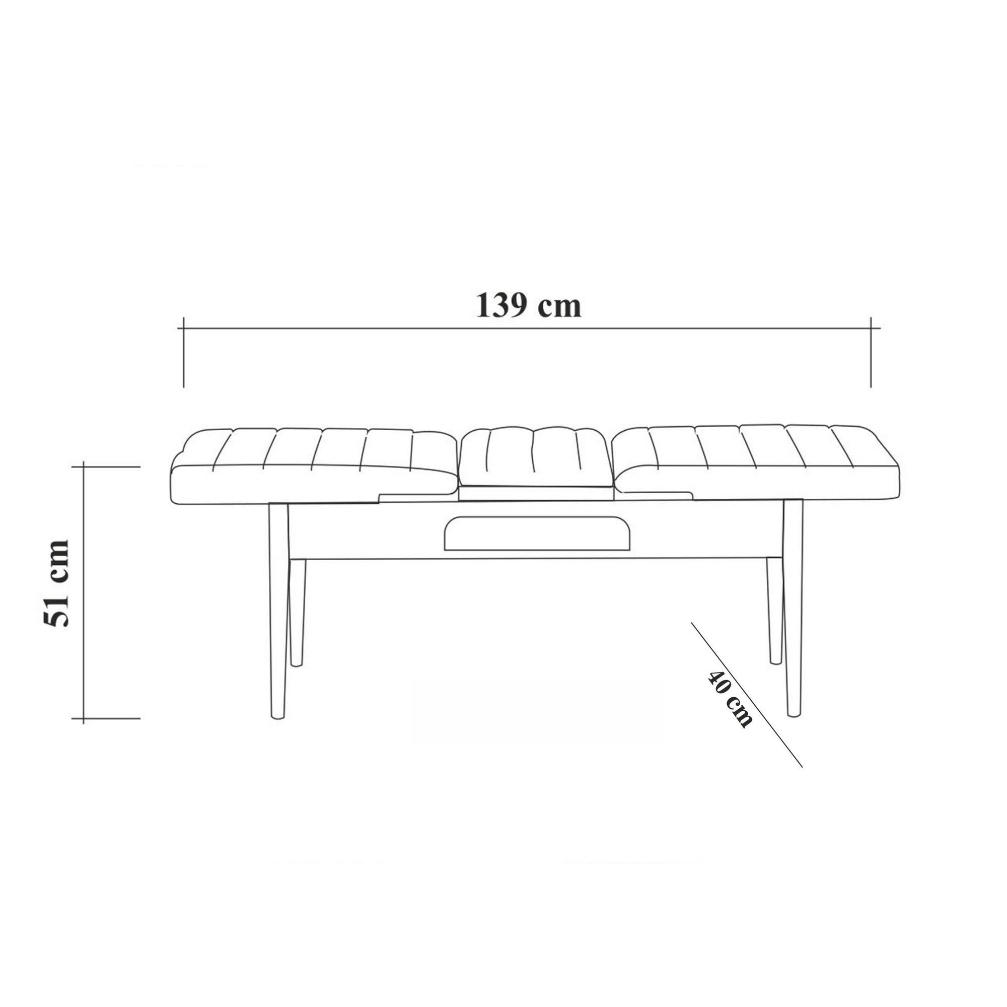 Banc capitonné Scamnum Bois Pin et Anthracite