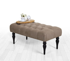 Banc Dugon L92cm Bois Noir et Velours Marron