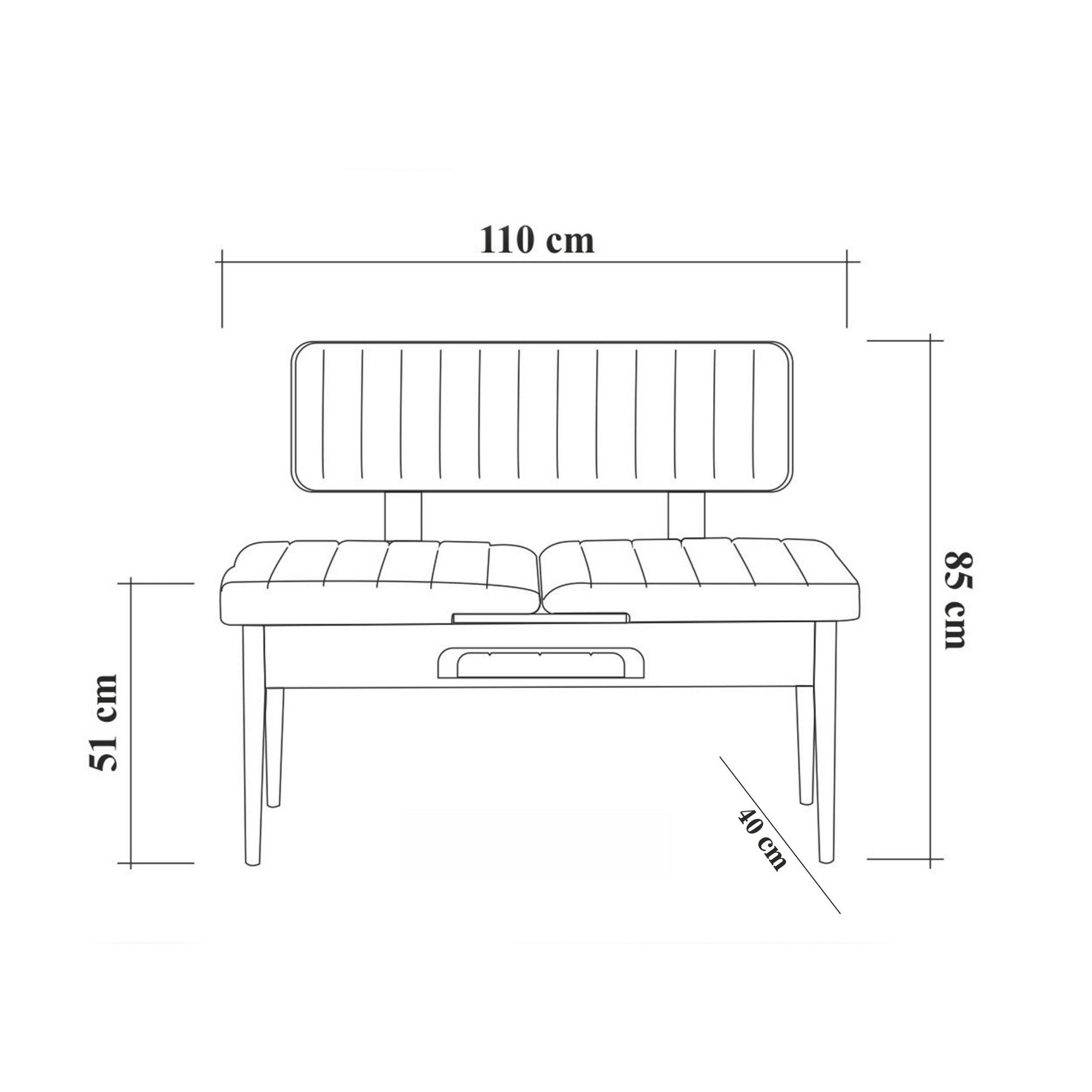 Banquette-coffre capitonnée avec dossier L110cm Scamnum Bois clair et Tissu Anthracite