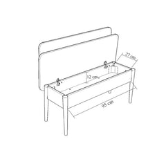 Banquette-coffre capitonnée avec dossier L110cm Scamnum Bois clair et Tissu Anthracite