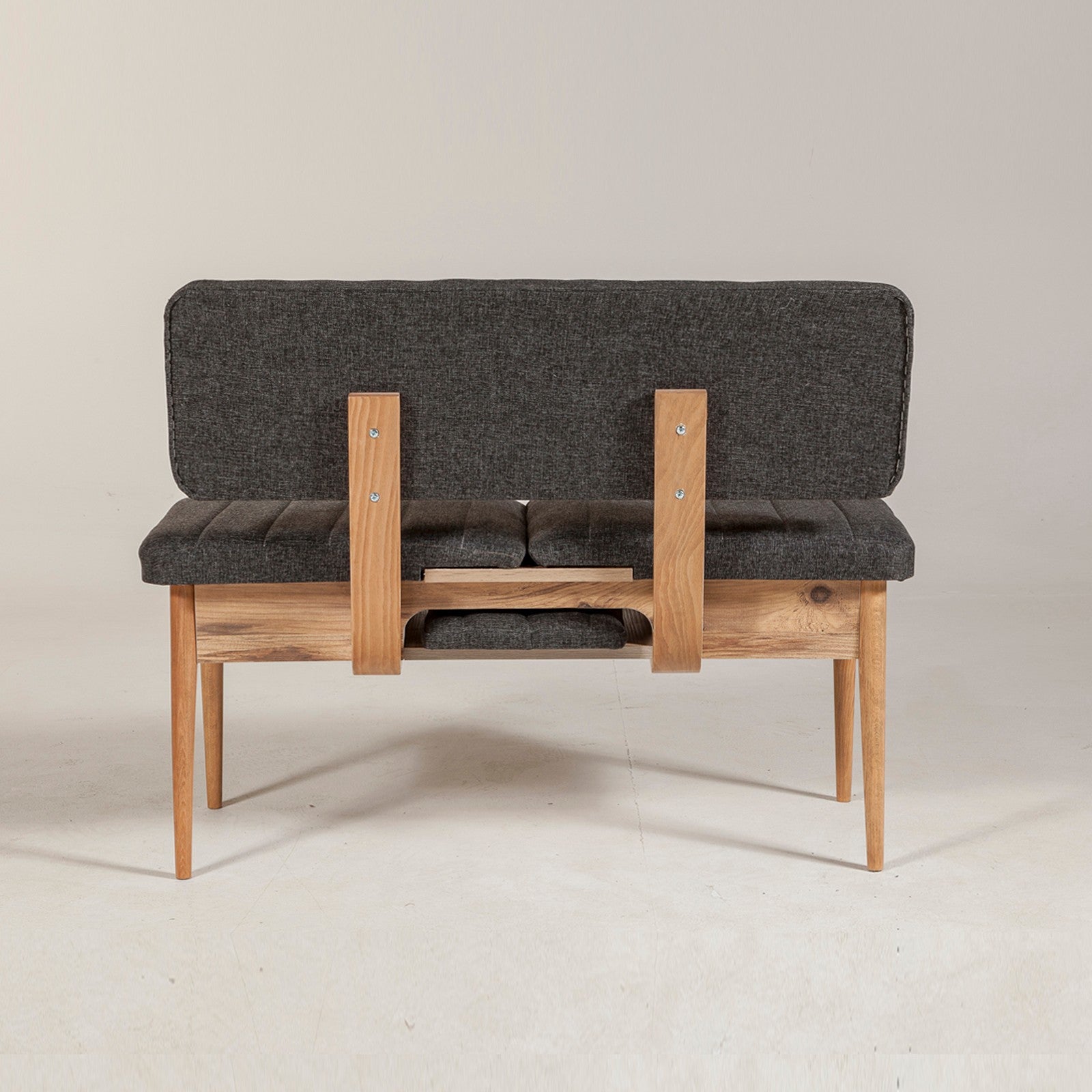 Banquette-coffre capitonnée avec dossier L110cm Scamnum Bois clair et Tissu Anthracite