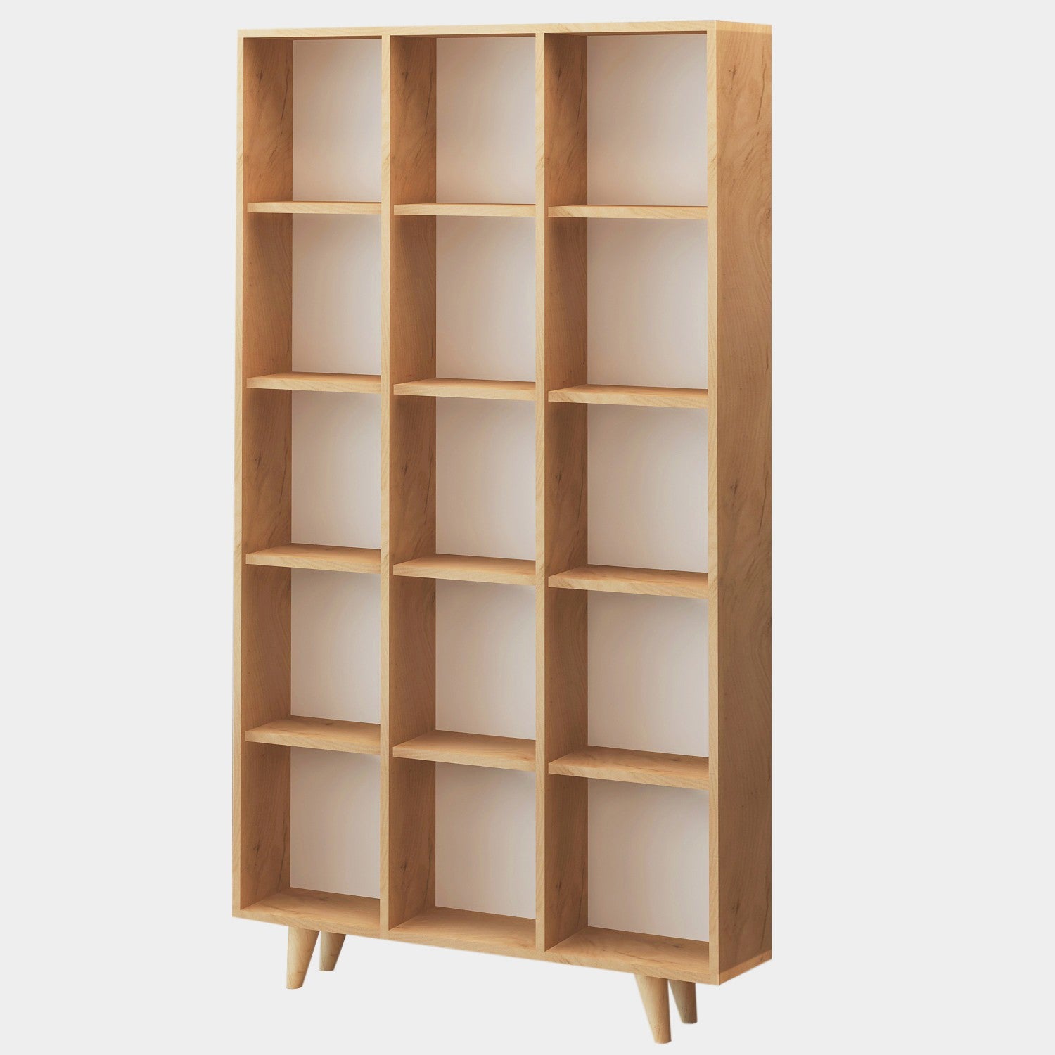 Bibliothèque Sancer L100xH185cm Chêne clair et Blanc