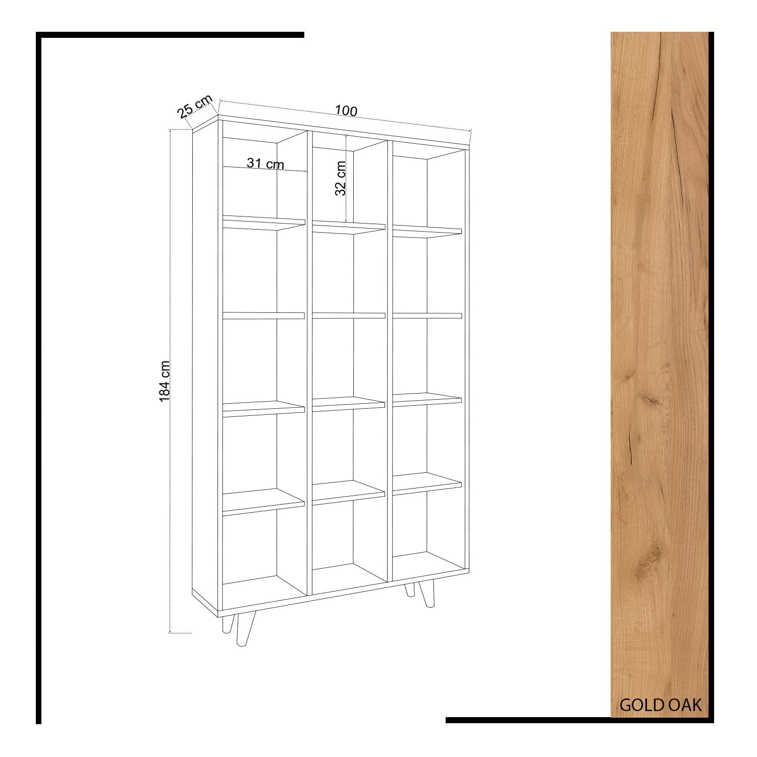 Bibliothèque Sancer L100xH185cm Chêne clair et Blanc