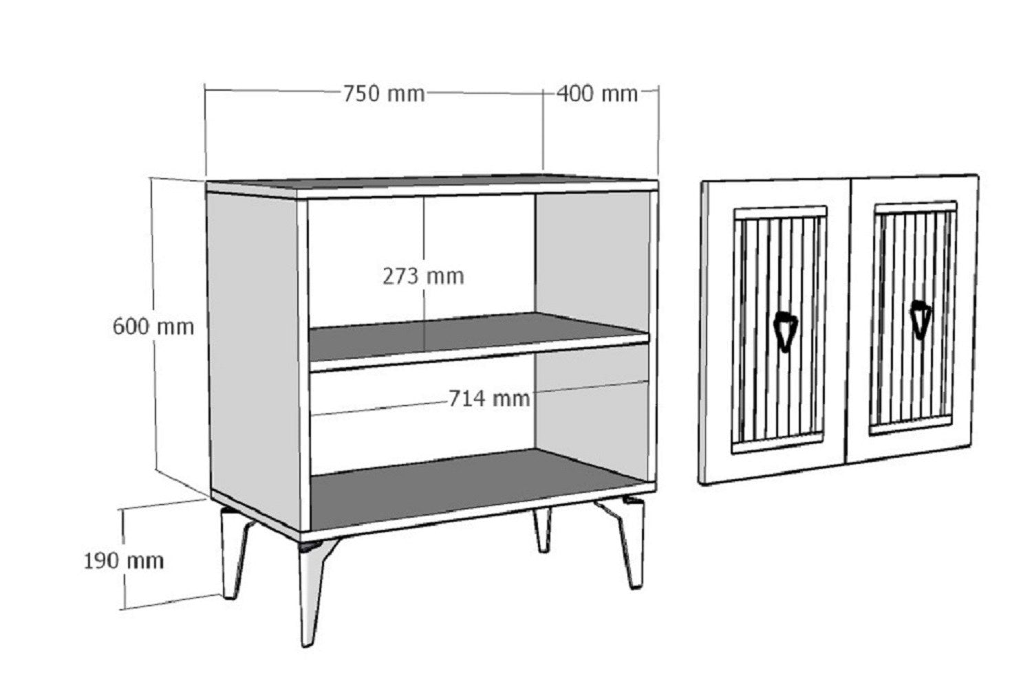 Buffet 2 portes design Alpo L75cm Bois Anthracite Motif Géométrique Or