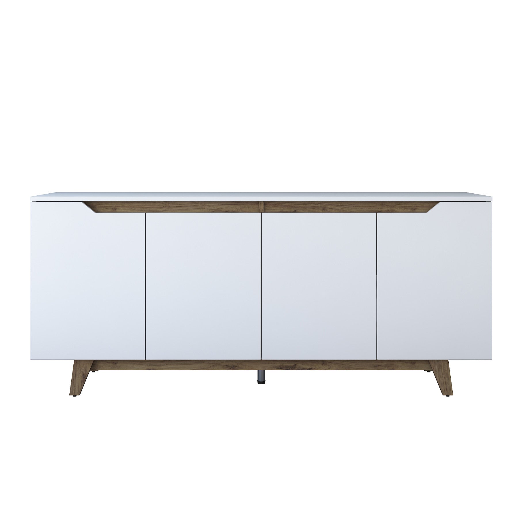 Buffet 4 portes Targita 180x78,6cm Bois Naturel et Blanc