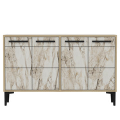 Buffet Alnitak 120cm Effet marbre Blanc et Chêne clair